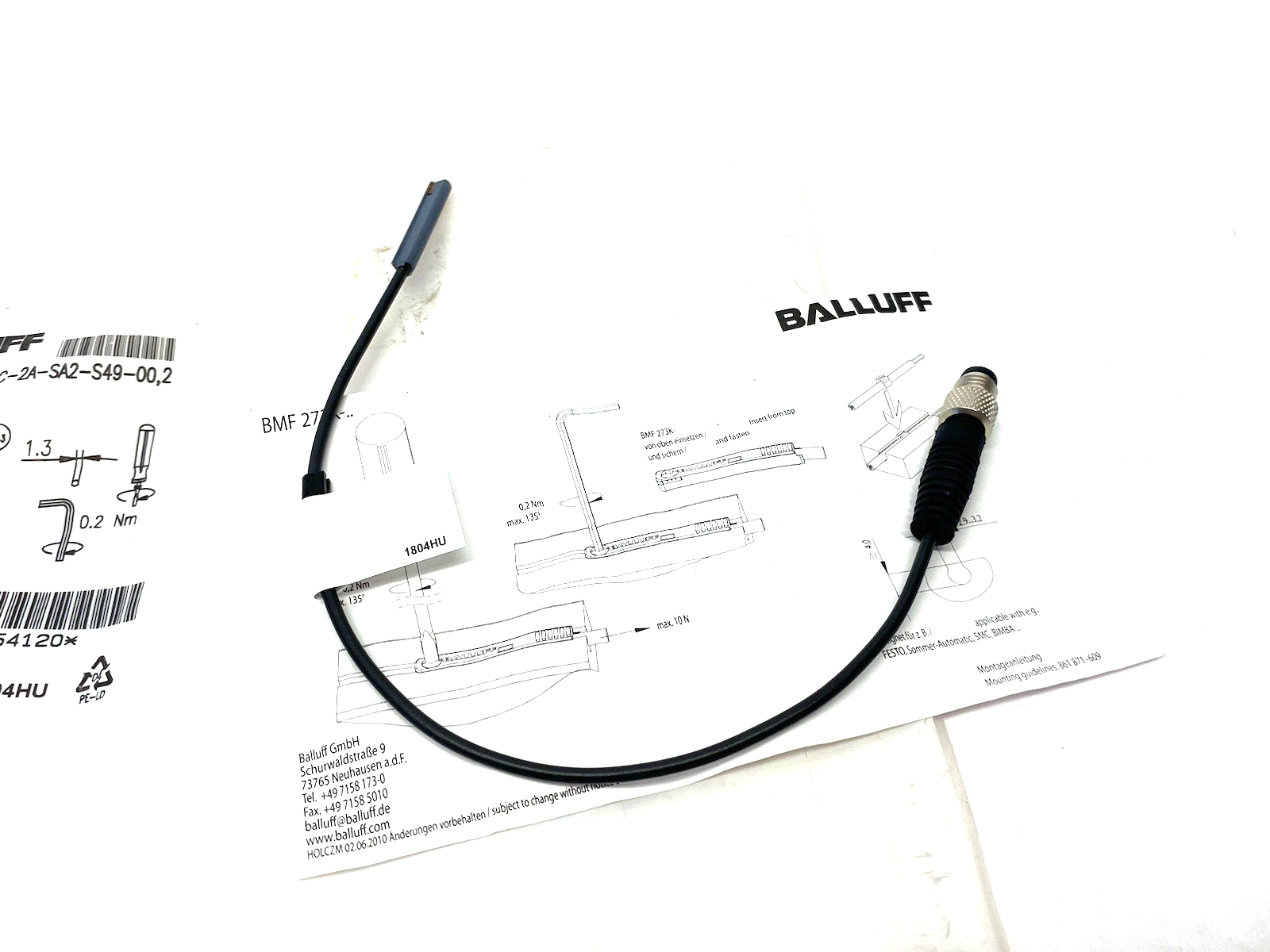 Balluff BMF002P C-Slot Magnetic Field Sensor BMF 273K-PS-C-2A-SA2-S49-00,2 - Maverick Industrial Sales