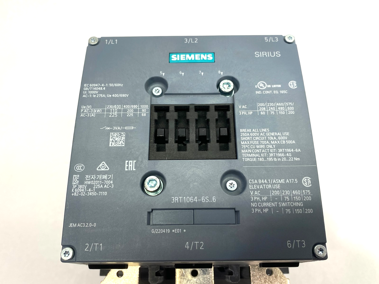 Siemens 3RT1064-6SF36 SIRIUS Power Contactor 3-Pole, up to 250kW - Maverick Industrial Sales