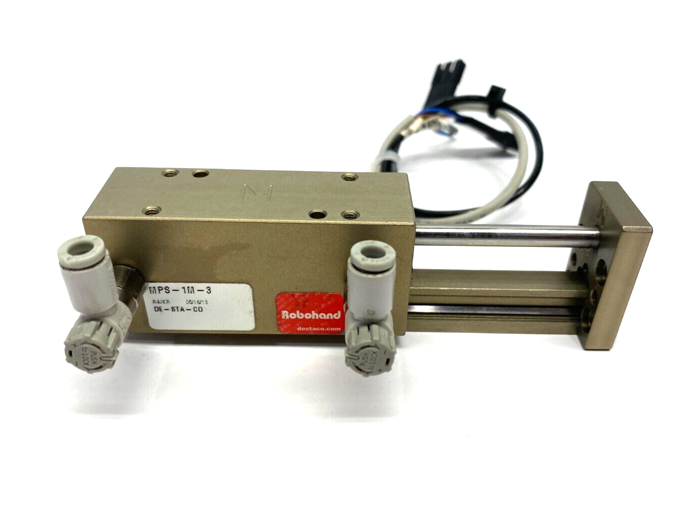MPS-1M-3 | Destaco Robohand Miniature Dual-V Roller Bearing Slide 1.5" Stroke - Used - Maverick Industrial Sales