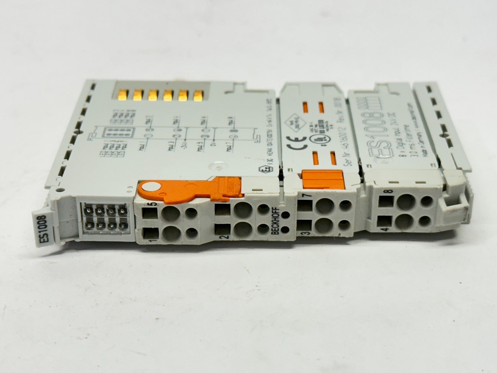 ES1008 | Beckhoff EtherCAT Terminal 8-Channel Digital Input 3ms 24VDC - Used - Maverick Industrial Sales