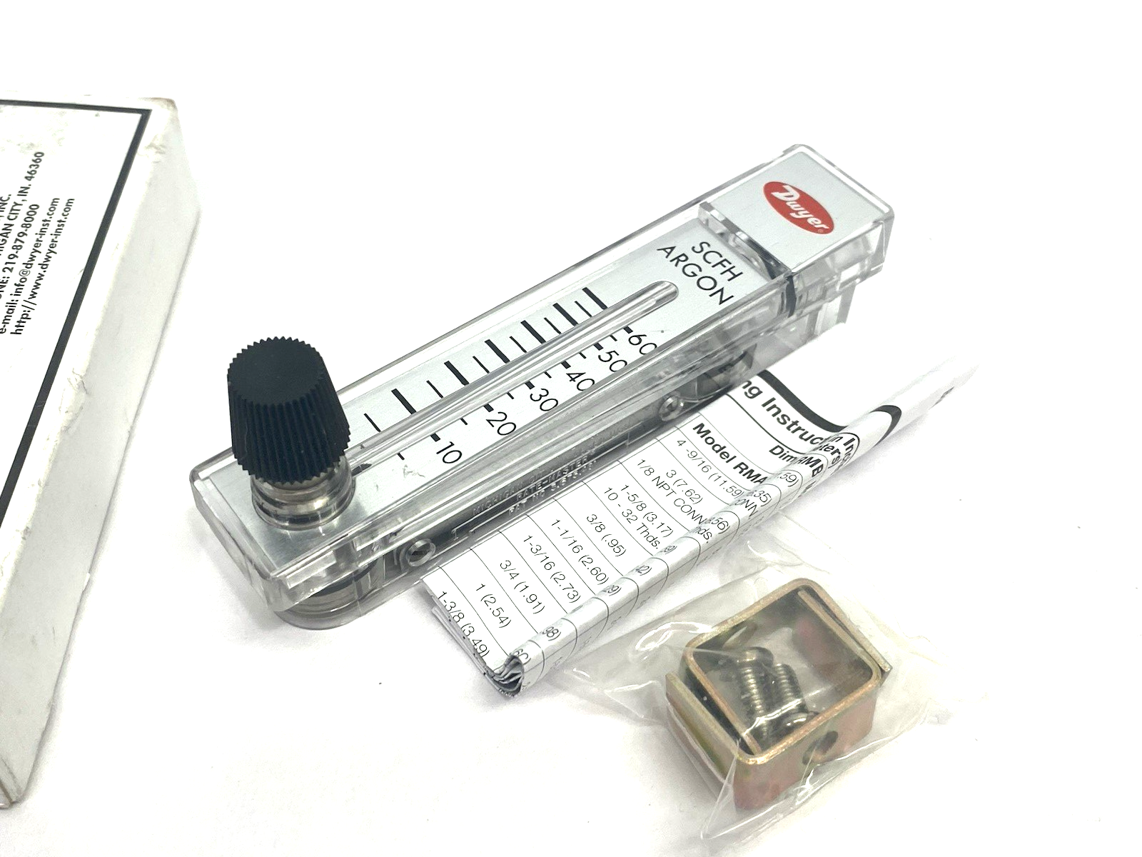 160019-00 | Dwyer Rate-Master Flowmeter RMA-SSV FLMTR 5-60 SCFH ARGON - New – Open box - Maverick Industrial Sales
