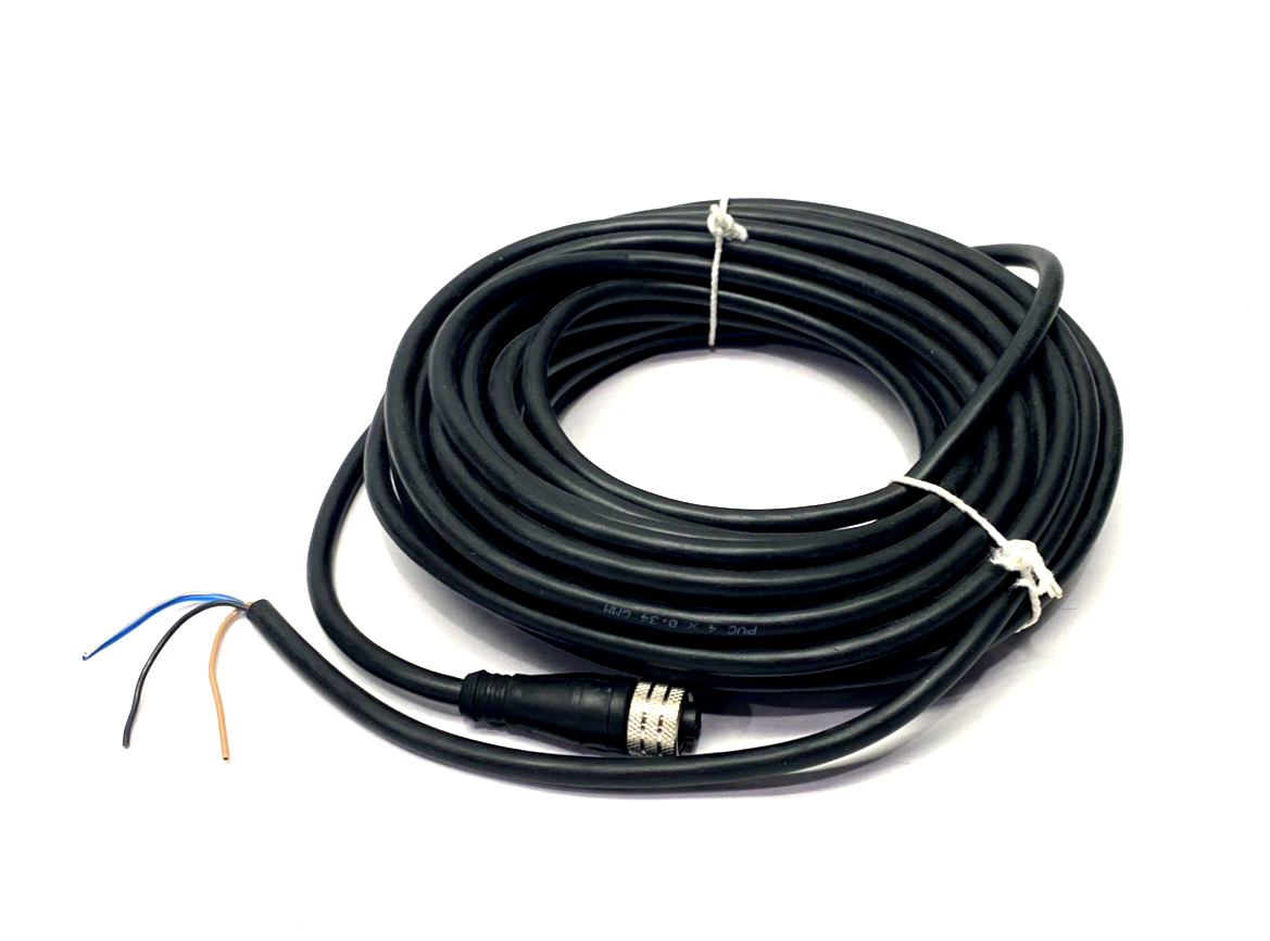 754E 705047 Cordset M12 4-Pin Straight PVC 4 x 0.34 QMM, Black 10m - Maverick Industrial Sales
