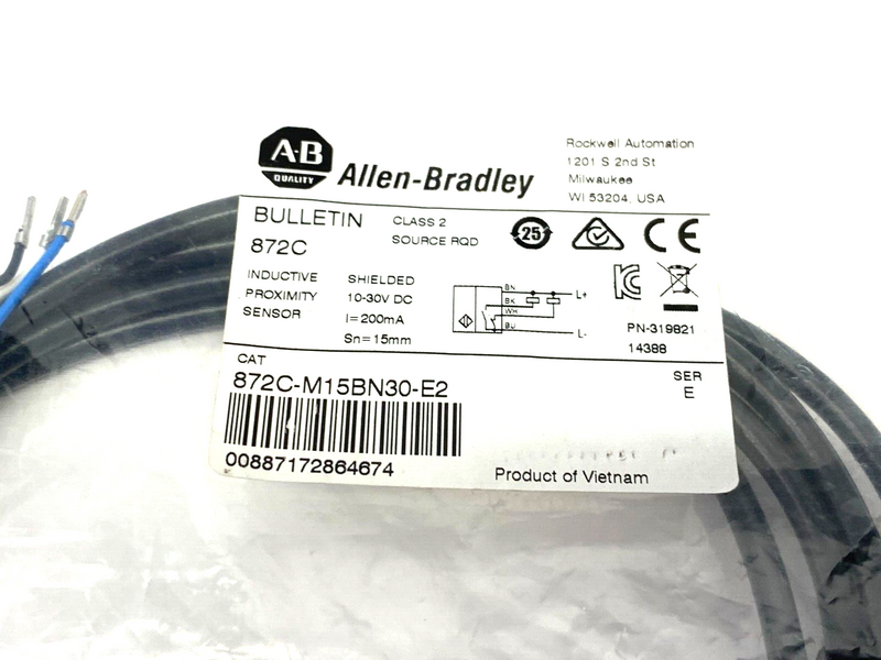 Allen Bradley 872C-M15BN30-E2 Ser. E Inductive Proximity Sensor 10-30VDC - Maverick Industrial Sales