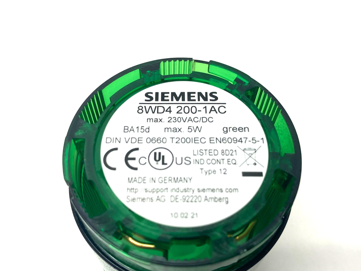 Siemens 8WD4 200-1AC 50mm Steady-Light Element Green 12-230V AC/DC - Maverick Industrial Sales