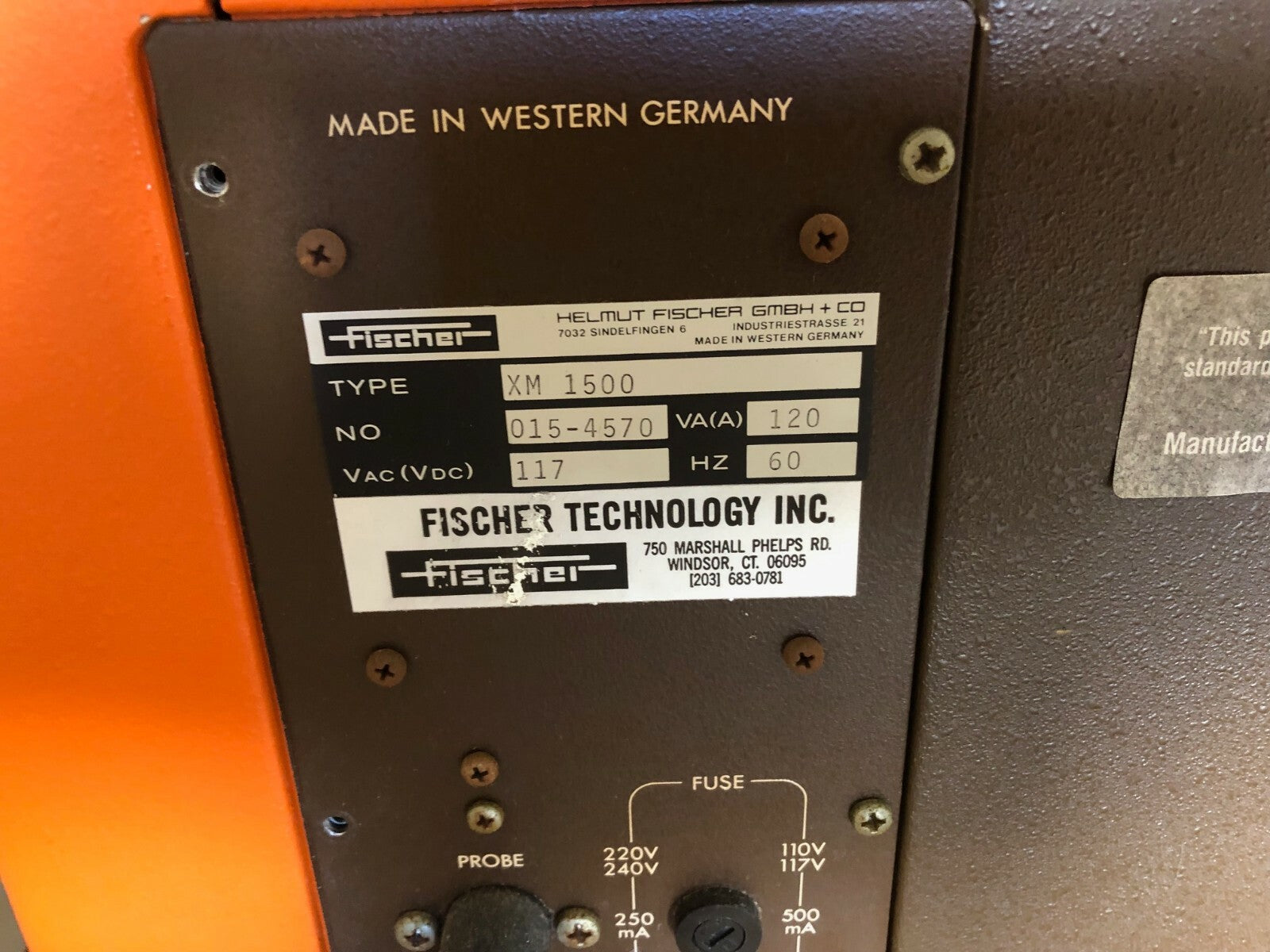 Fischer Technology XM 1500 FischerScope XM1500 XRF Measuring Head 115/117V - Maverick Industrial Sales