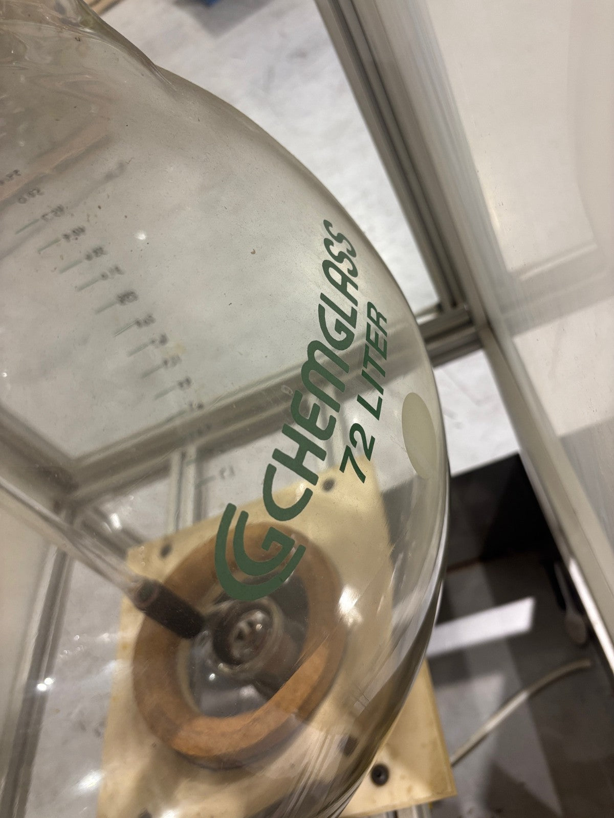 72L | Chemglass Lab Reactor Flask with varios fixtures and attachments, 72 Liter - Used - Maverick Industrial Sales