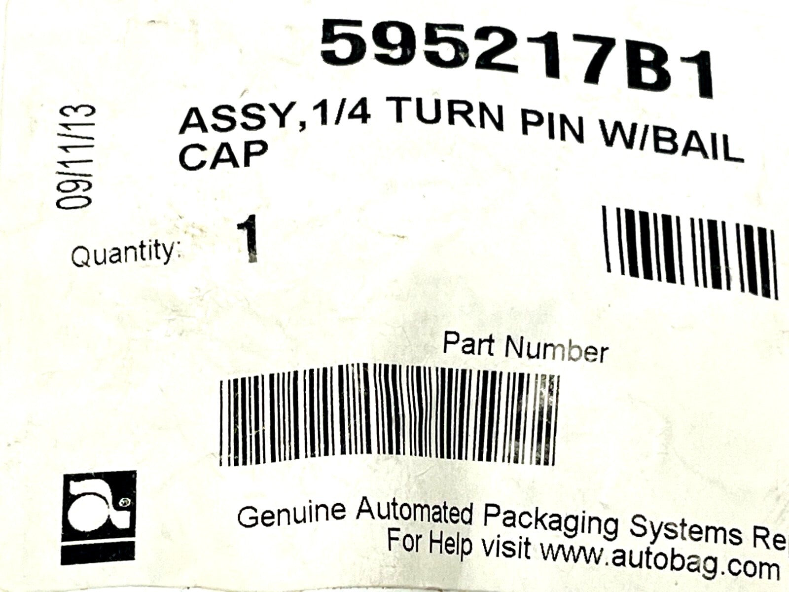 Automated Packaging Systems 595217B1 1/4 Turn Pin w/ Bail Cap LOT OF 2 - Maverick Industrial Sales