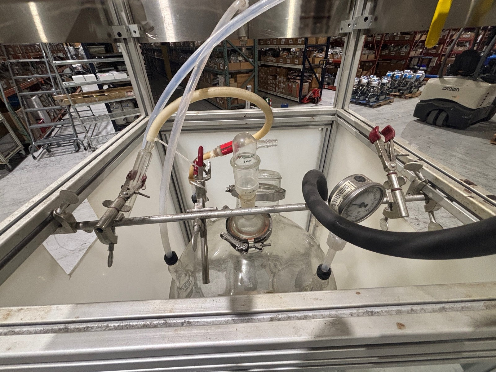 72L | Chemglass Reactor Flask with varios fixtures and attachments, 72 Liter - Used - Maverick Industrial Sales