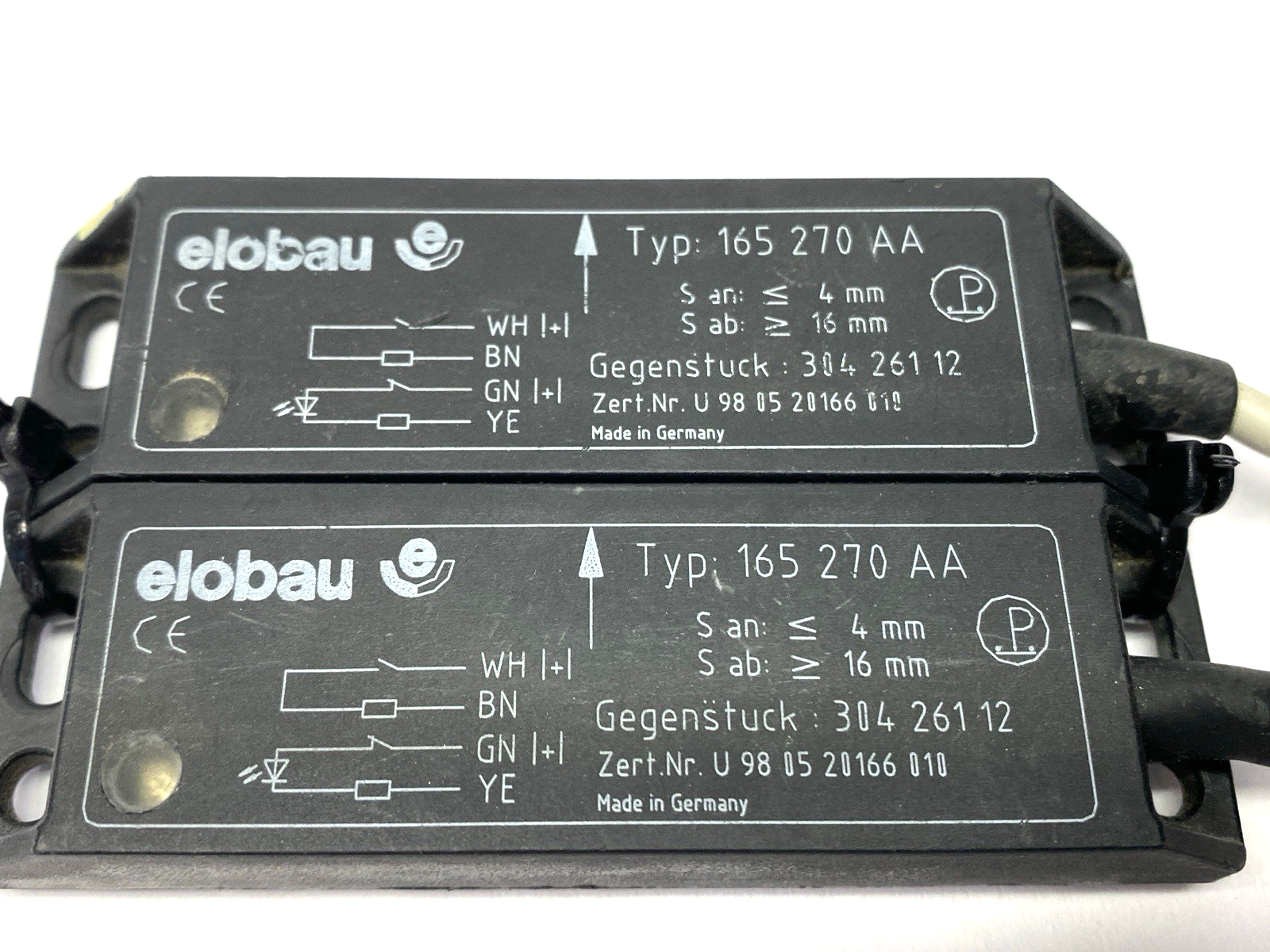 Elobau 165 270 AA Safety Magnetic Sensor 2' Cable Length LOT OF 2 - Maverick Industrial Sales