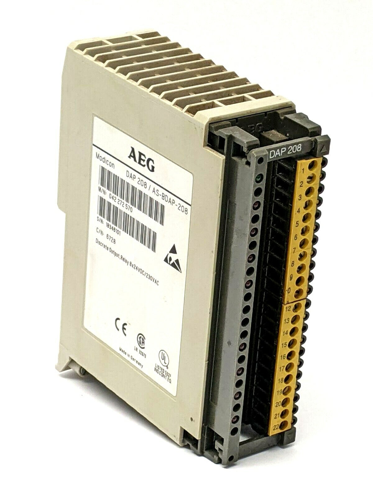 AEG AS-BDAP-208 Discrete Output Module 8x24VDC/230VAC - Maverick Industrial Sales
