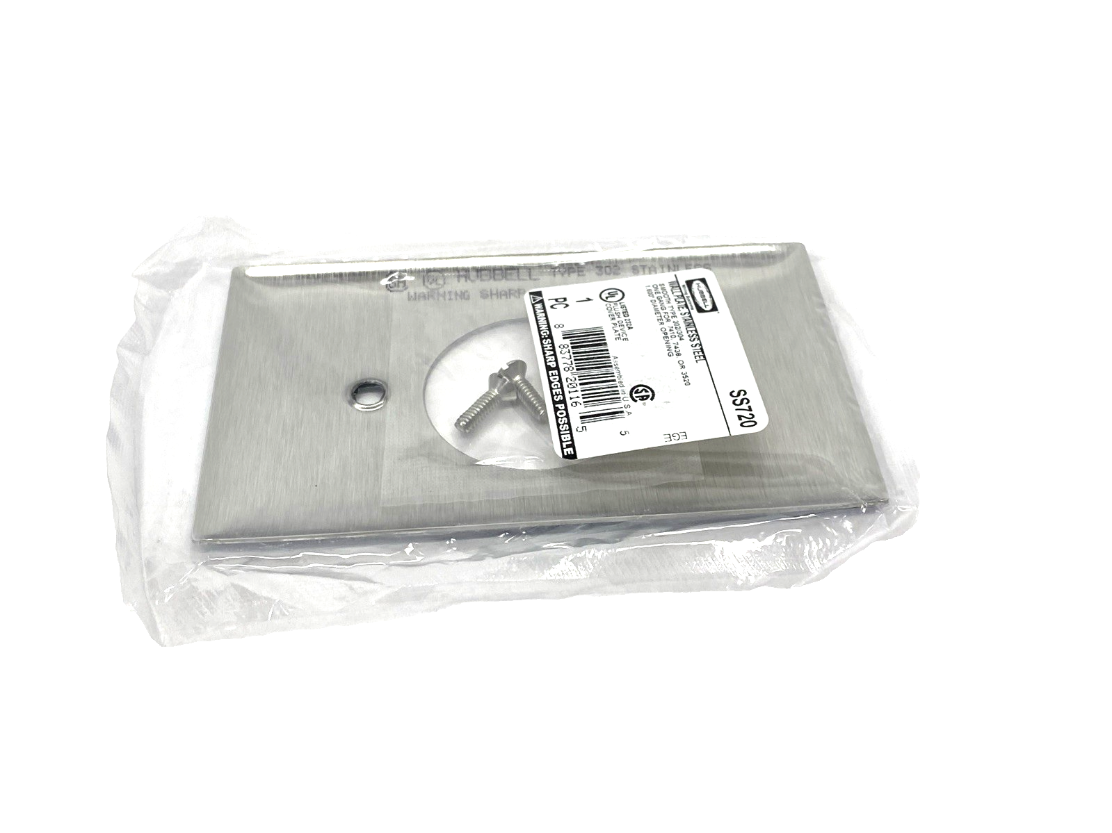 Hubbell SS720 1-Gang 1-Receptacle SS Wall Plate/Cover 1.59" Dia. LOT OF 4 - Maverick Industrial Sales
