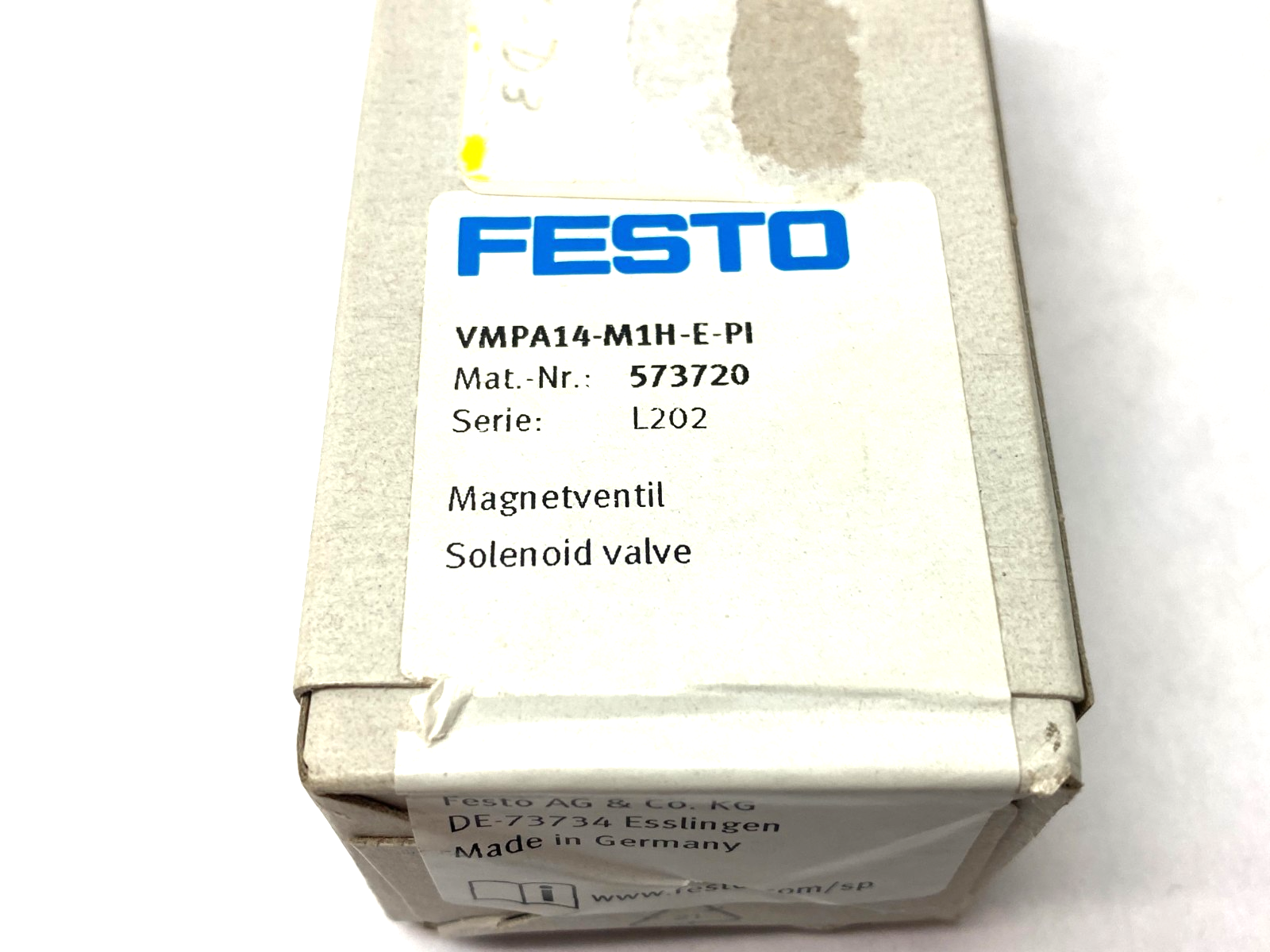 Festo VMPA14-M1H-E-PI Solenoid Valve, 5/3, Exhausted, 573720 - Maverick Industrial Sales