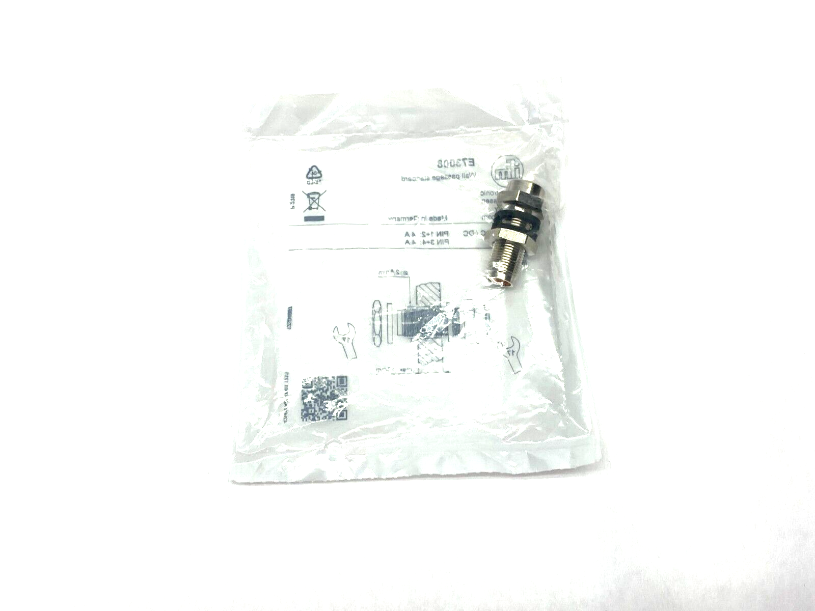 Ifm E73008 Nickel-Plated Wall Passage Standard Type 60V AC/DC 5-Pin M to F - New - Maverick Industrial Sales