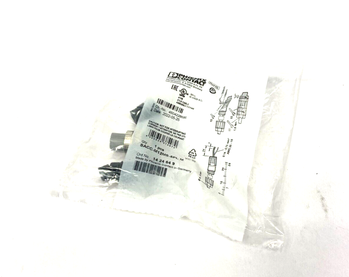 Phoenix Contact SACC-M12MS-5PL M Field Wireable Connector 5-Position 1424649 - Maverick Industrial Sales