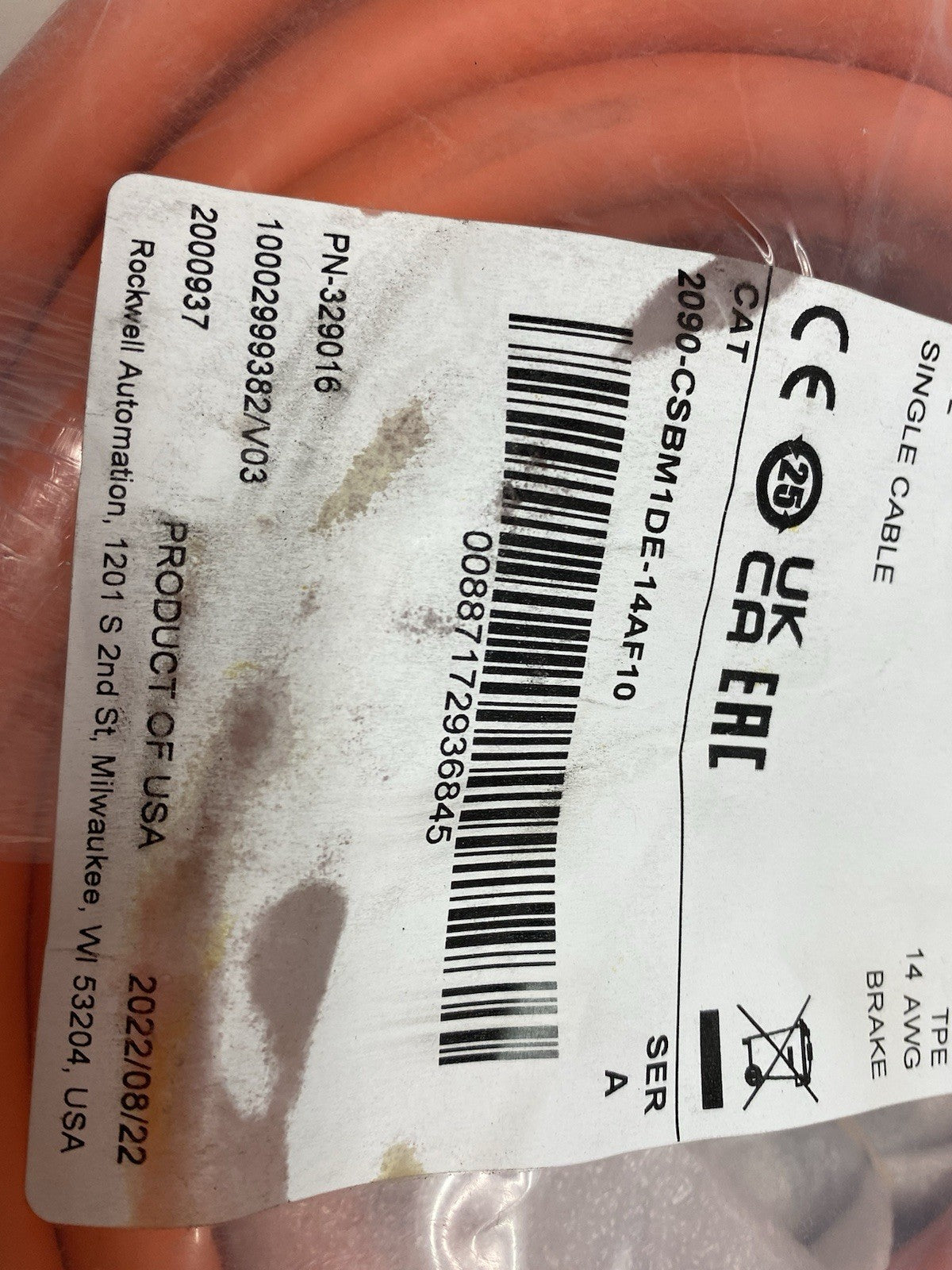 2090-CSBM1DE-14AF10 | Allen Bradley Ser. A Kinetx Single Cable, DSL 10m Cont. Flex - New - Maverick Industrial Sales