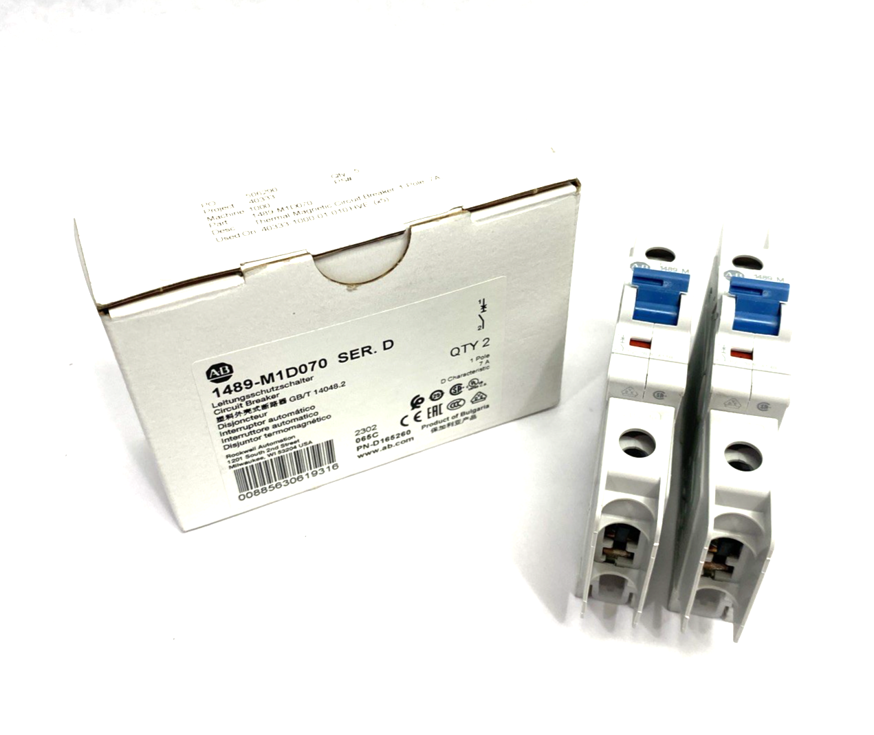 1489-M1D070 | Allen Bradley Ser. D Circuit Breaker 1-Pole 7A BOX OF 2 - New Other - Maverick Industrial Sales