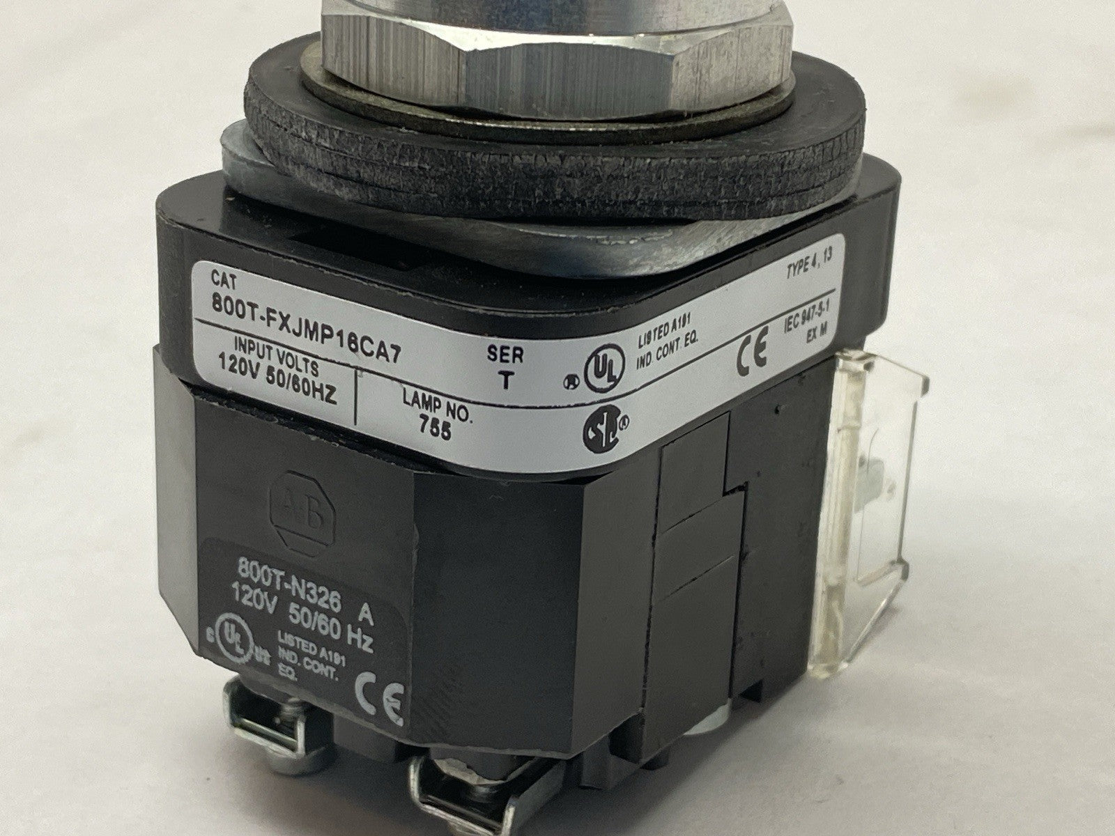 Allen Bradley 800T-FXJMP16CA7 Ser T Push-Pull Mushroom Button Clear 30mm 120V - Maverick Industrial Sales