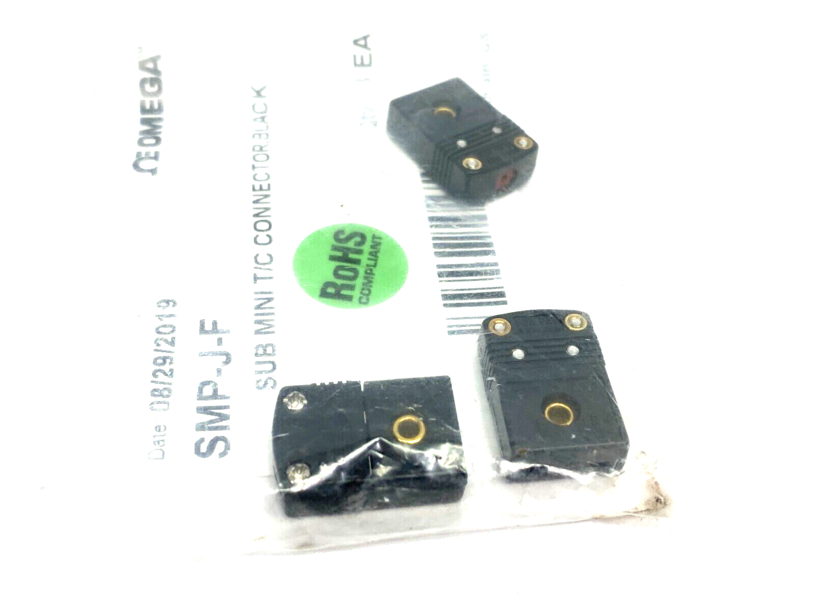 Omega SMP-J-F Sub Mini Thermocouple Connector, Black, Female PKG OF 3 - Maverick Industrial Sales