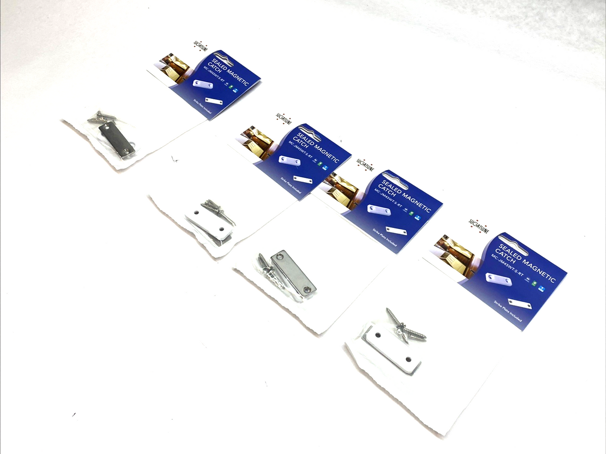 MC-JM45WT-S-RT | Sugatsune Sealed Magnetic Catch & Strike Set 6.6lb White LOT OF 4 - New - Maverick Industrial Sales