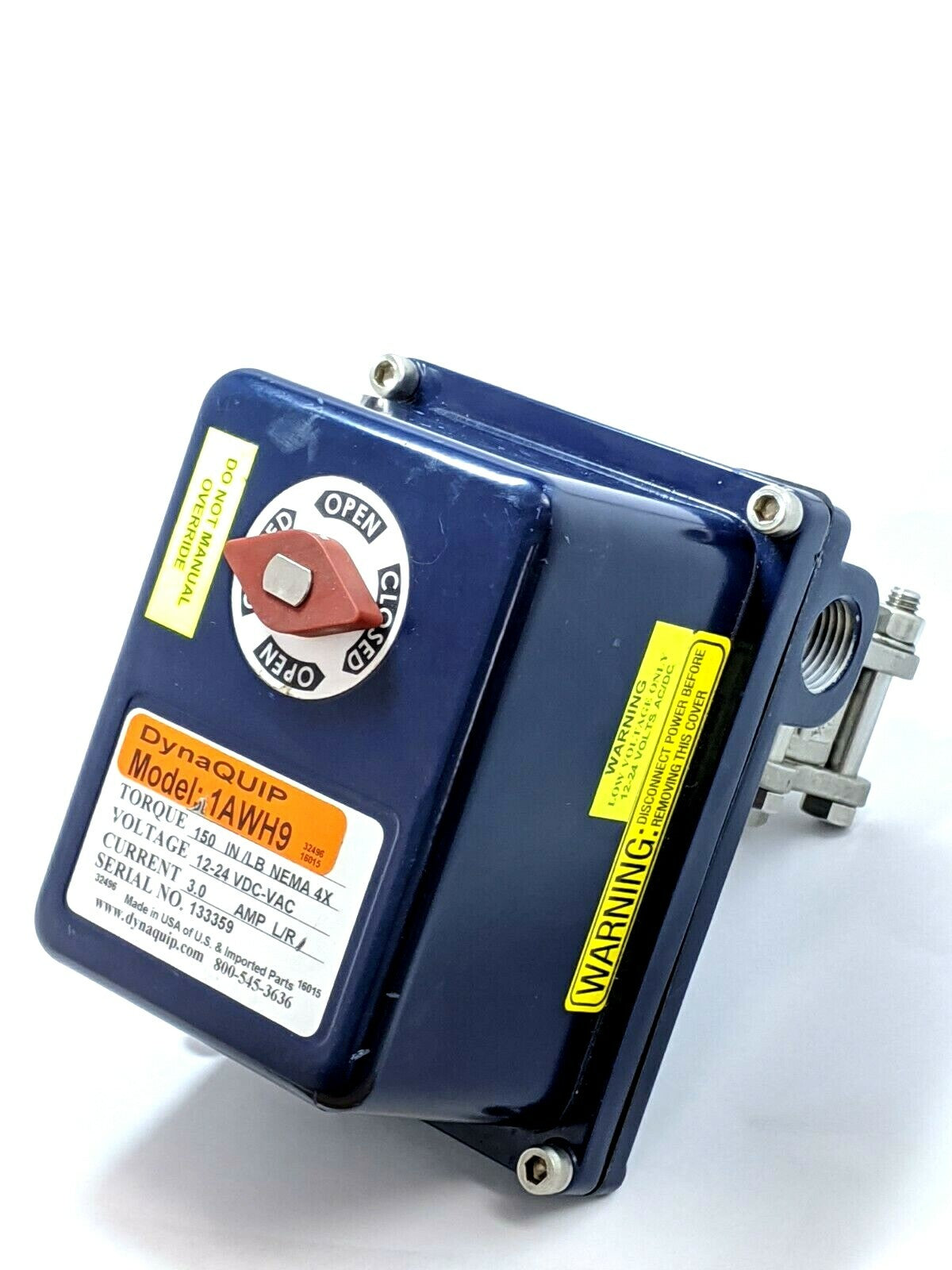 DynaQuip 1AWH9 Electronic Actuated Ball Valve 150 IN/LB, 12-24 VDC-VAC, 3A - Maverick Industrial Sales