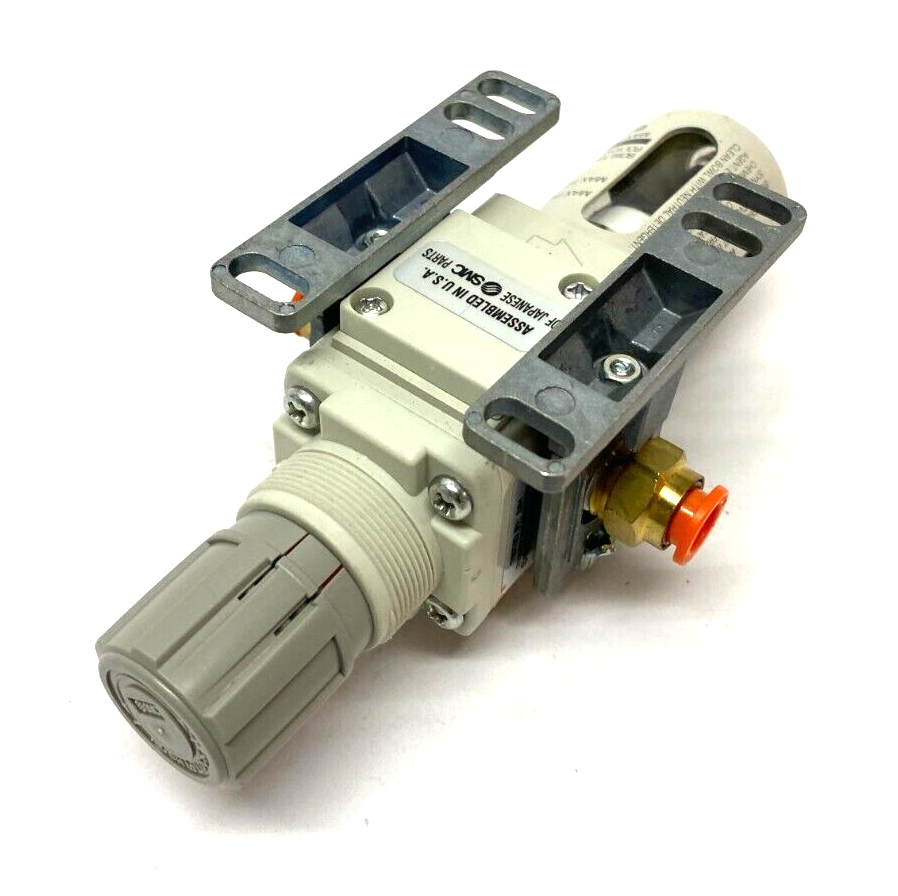 SMC AW20K-N02-1CZ-B Modular Filter Regulator 3~30psi Set Press w/ Dual Spacers - Maverick Industrial Sales