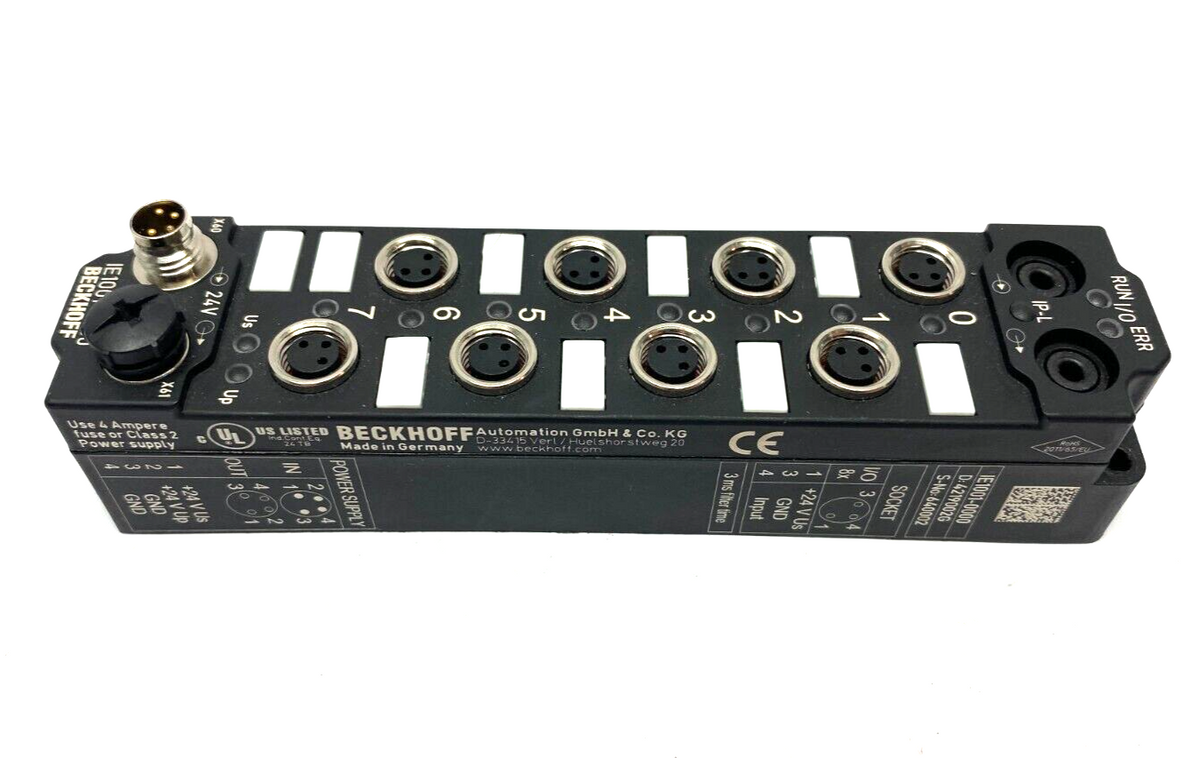 IE1001-0000 | Beckhoff Digital Input Link Extension Box 8-Channel 24VDC M8 - Used - Maverick Industrial Sales