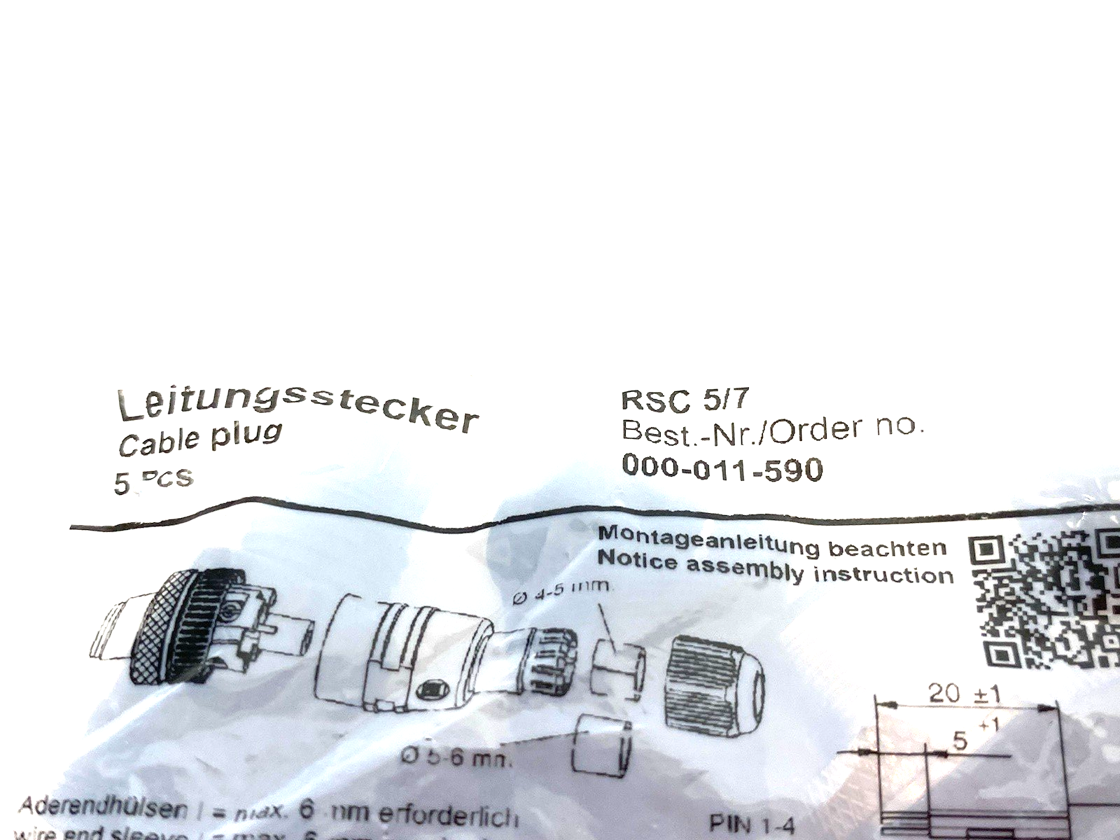 RSC 5/7,600005194 | Belden Lumberg RSC 5/7 Cable Plug Connector M12 5-Position 600005194 PKG OF 5 - New - Maverick Industrial Sales