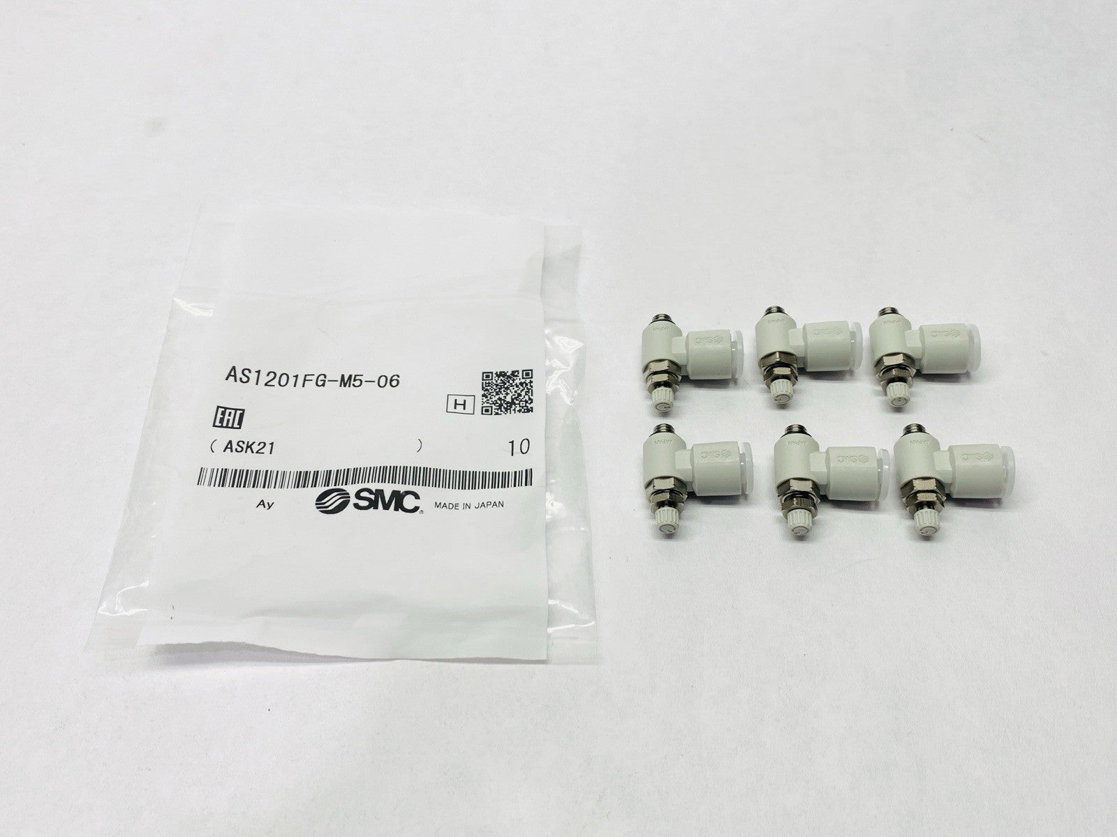 SMC AS1201FG-M5-06 Pneumatic Speed Control w/Fitting M5 LOT OF 6 - Maverick Industrial Sales