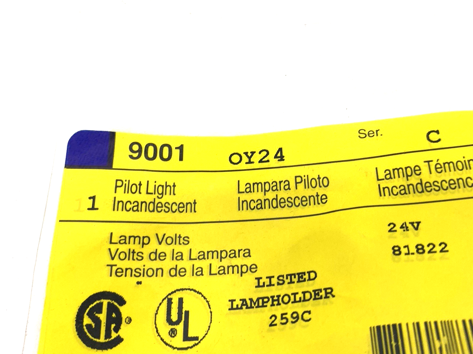 Schneider Square D 9001OY24 Yellow Incandescent Pilot Light Type O - Maverick Industrial Sales