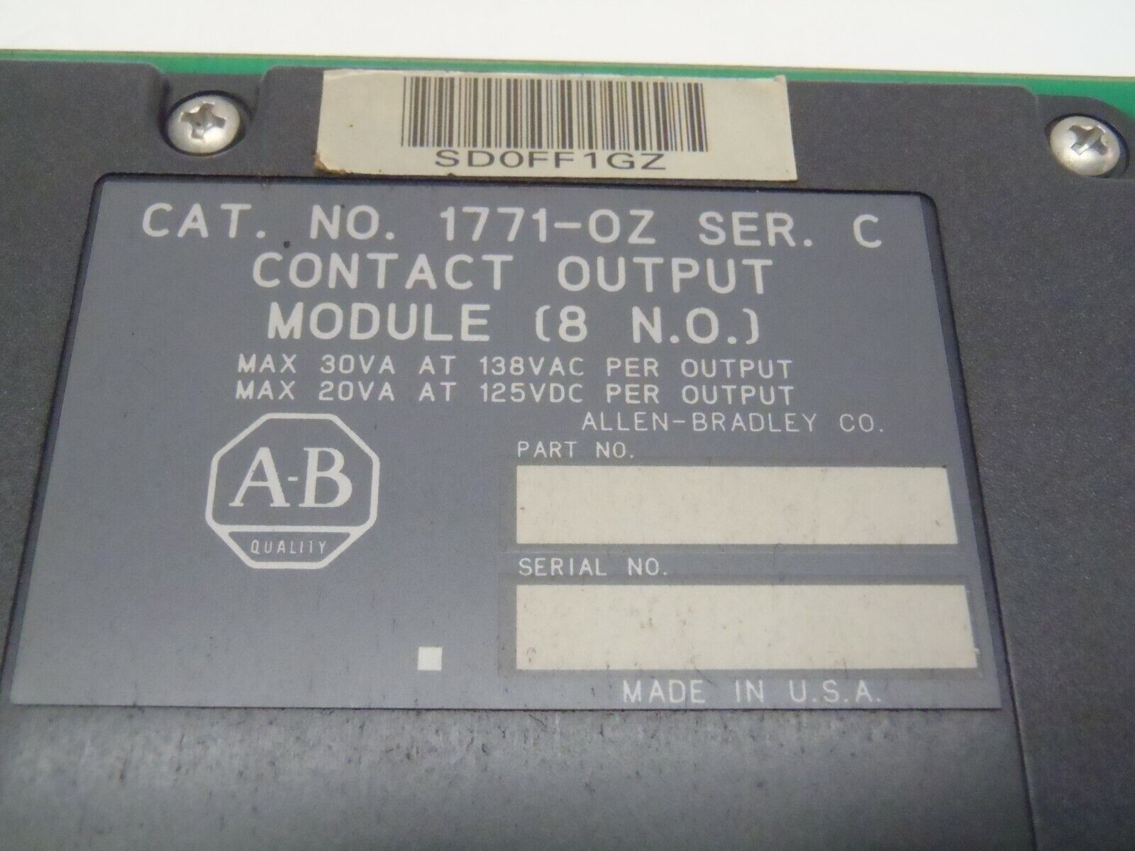 Allen Bradley 1771-OZ Series C Contact Output Module - Maverick Industrial Sales