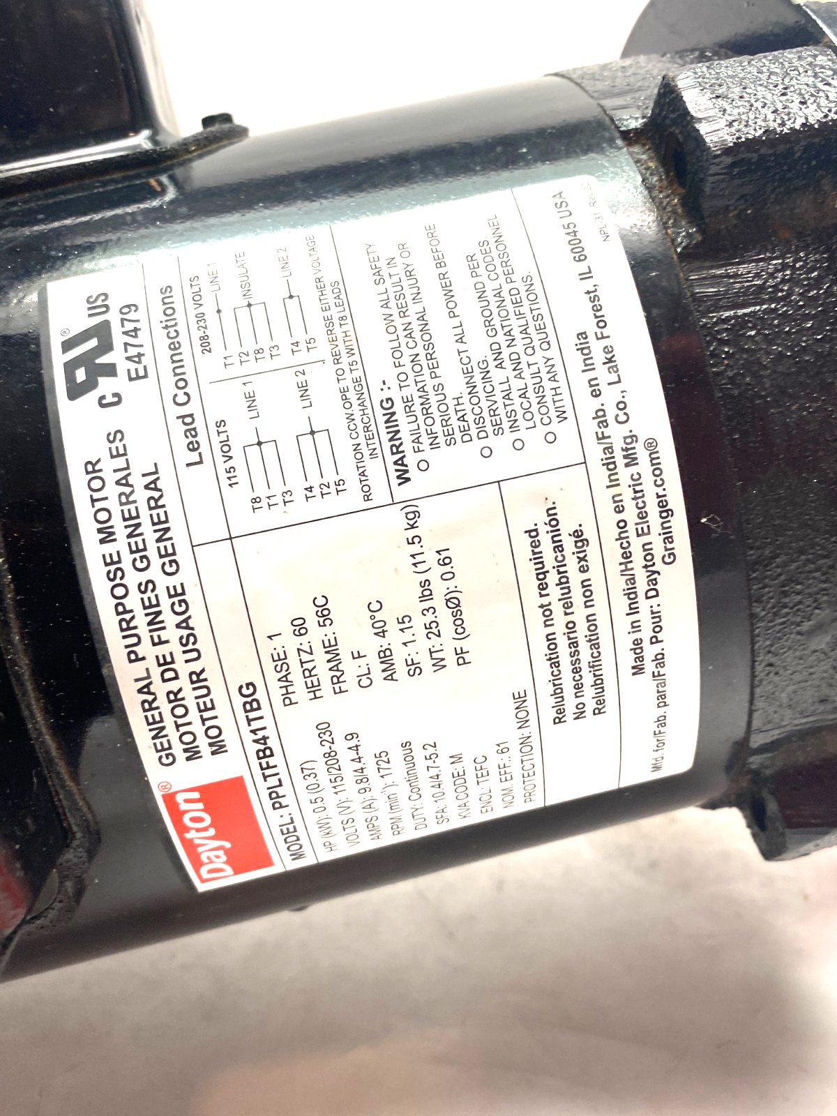 Dayton 32V137 IBC Mixer Bung 1/2HP 115/230V 450rpm NO PROPELLER SHAFT - Maverick Industrial Sales