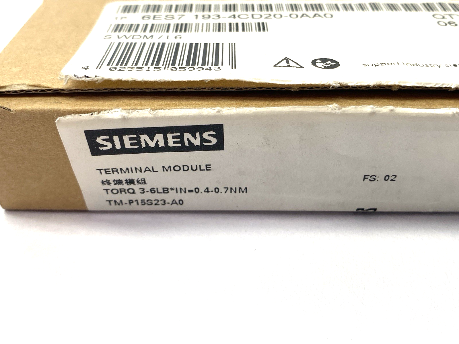 Siemens 6ES7 193-4CD20-0AA0 SIMATIC ET200S Terminal Module 15mm Width - Maverick Industrial Sales