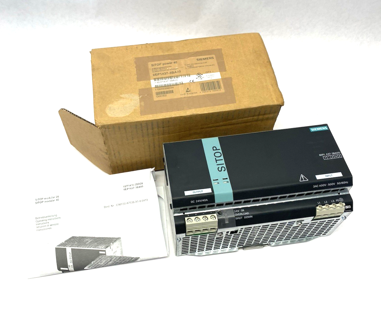 Siemens 6EP1437-3BA00 SITOP modular/3AC/24VDC/40A, Stabilized Power Supply Unit - Maverick Industrial Sales