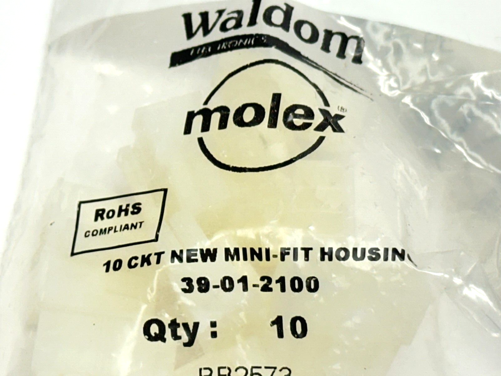 Molex 39-01-2100 Mini-Fit Housing 10 Position LOT OF 10 w/ 39-00-0166 - Maverick Industrial Sales