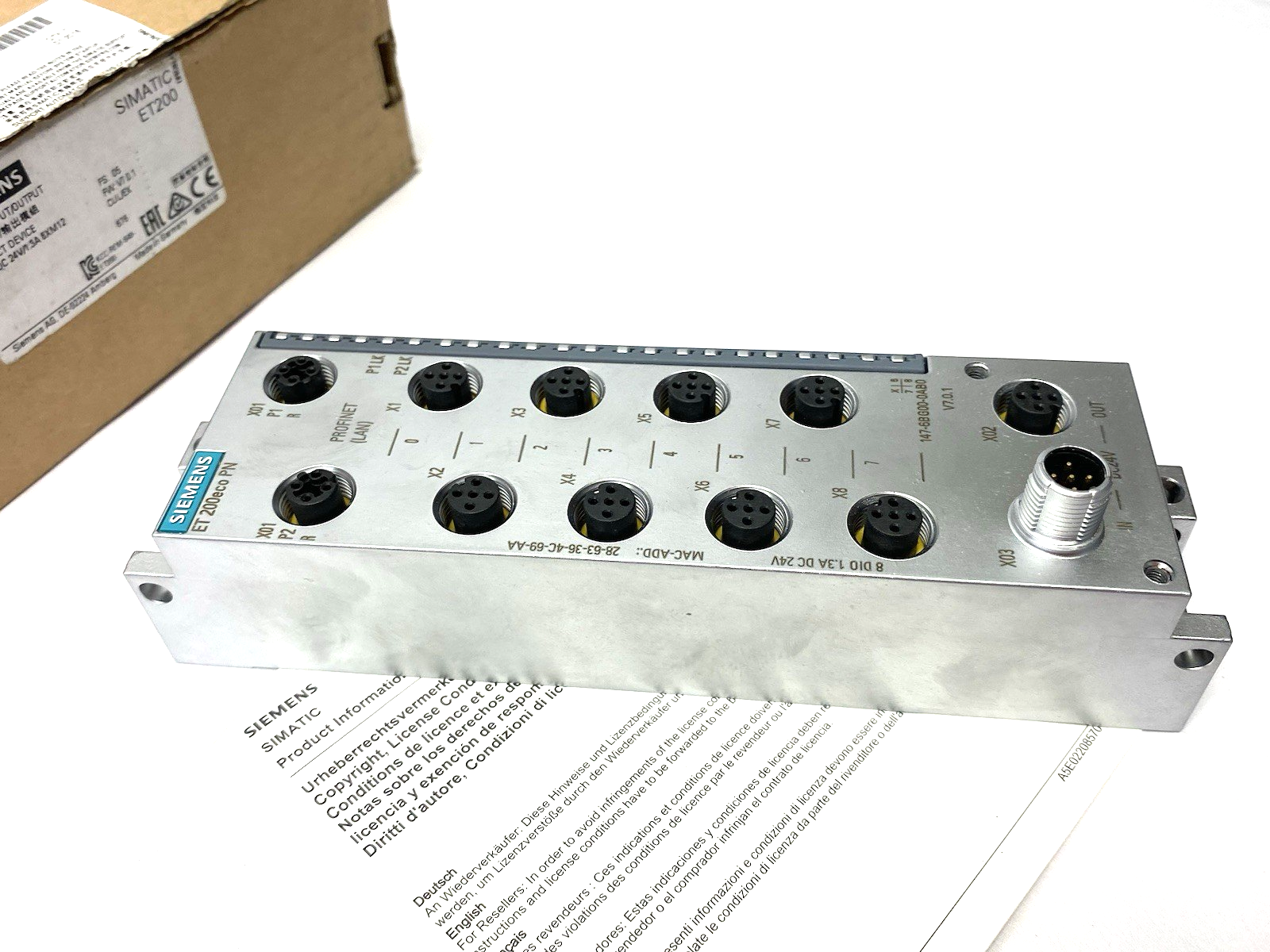 6ES7147-6BG00-0AB0 | Siemens SIMATIC DP ET200eco PN I/O Module 8 DIO, DC24V/1,3A - New – Open box - Maverick Industrial Sales
