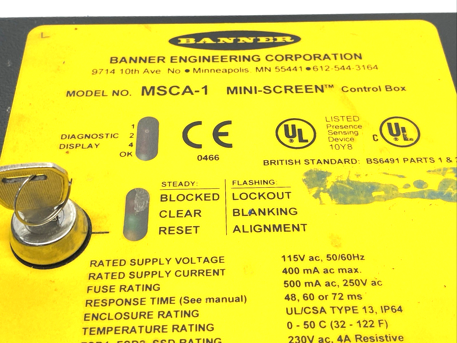 MSCA-1 | Banner MINI-SCREEN Control Box w/Key 37931 - Used - Maverick Industrial Sales
