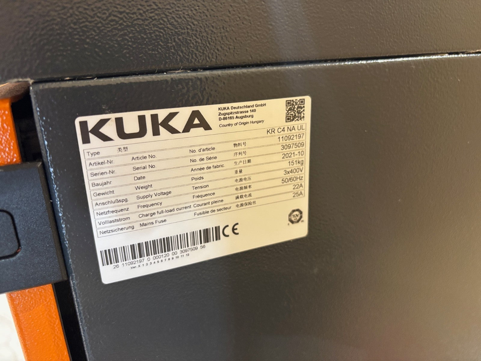 Kuka KR 120 R3100-2 / FLR Robot System KR C4 NA UL Control Cabinet GA20 A (2021) - Maverick Industrial Sales