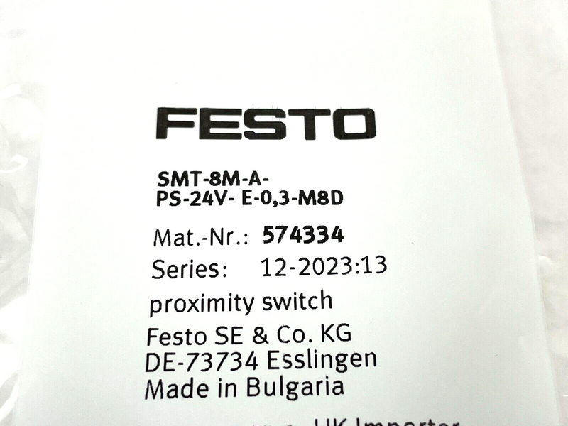 Festo SMT-8M-A-PS-24V-E-0,3-M8D Proximity Sensor 574334 - Maverick Industrial Sales