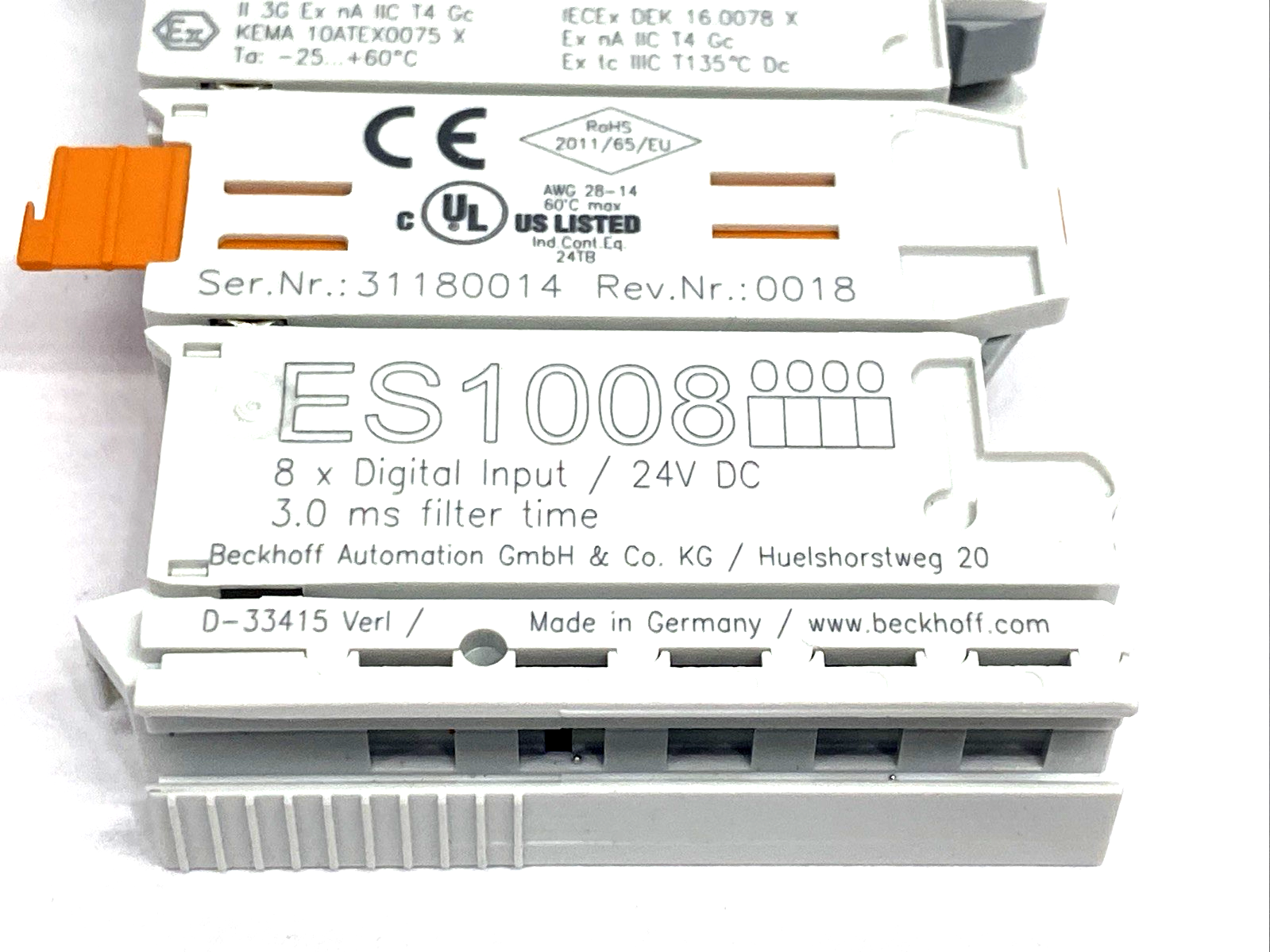 Beckhoff ES1008 Digital Input Module MISSING TERMINAL - Maverick Industrial Sales