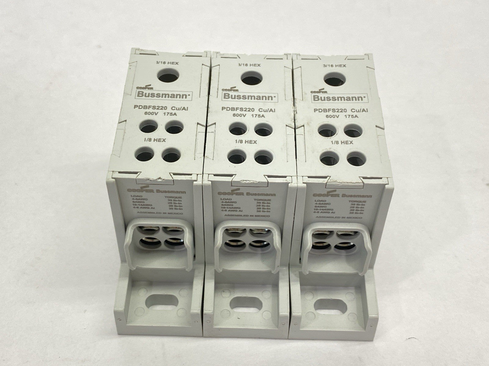 PDBFS220 | Cooper Bussmann Power Distribution Block 600V 175A LOT OF 3 - Used - Maverick Industrial Sales
