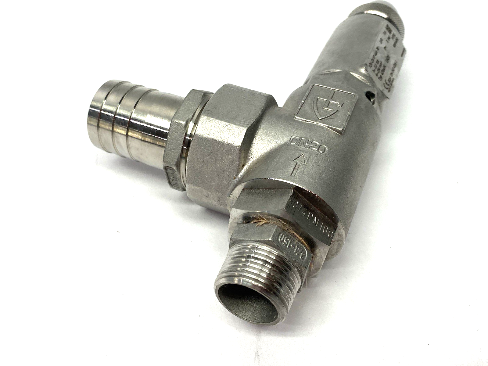 451sGK-20-f/f-20/32-PTFE | Goetze Armaturen Angled Safety Valve, Stainless Steel - Used - Maverick Industrial Sales