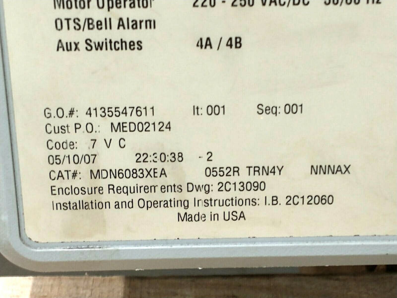Eaton MDN608 Magnum DS Low Voltage AC Power Circuit Breaker 3P 800A MDN6083XEA - Maverick Industrial Sales