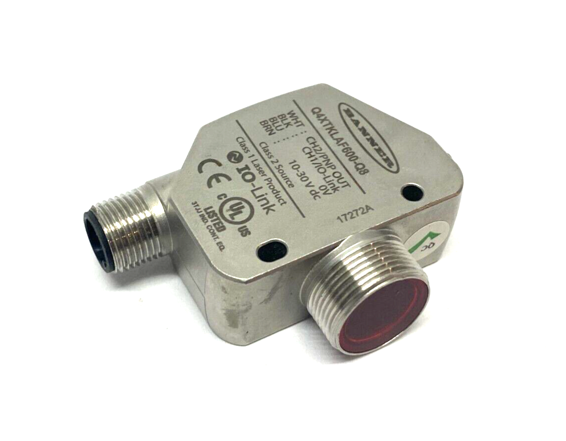 Banner Q4XTKLAF600-Q8 IO-Link Rugged Laser Distance Sensor 10-30VDC 801918 - Maverick Industrial Sales
