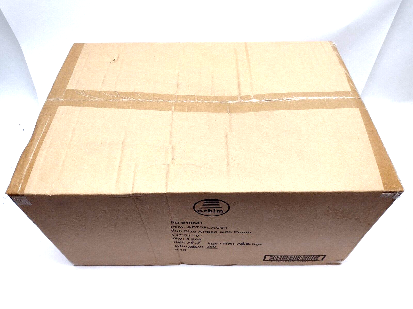 Achim Second Avenue Full Size Flocked Air Bed and Pump 75" x 54" x 9" CASE OF 4 - Maverick Industrial Sales