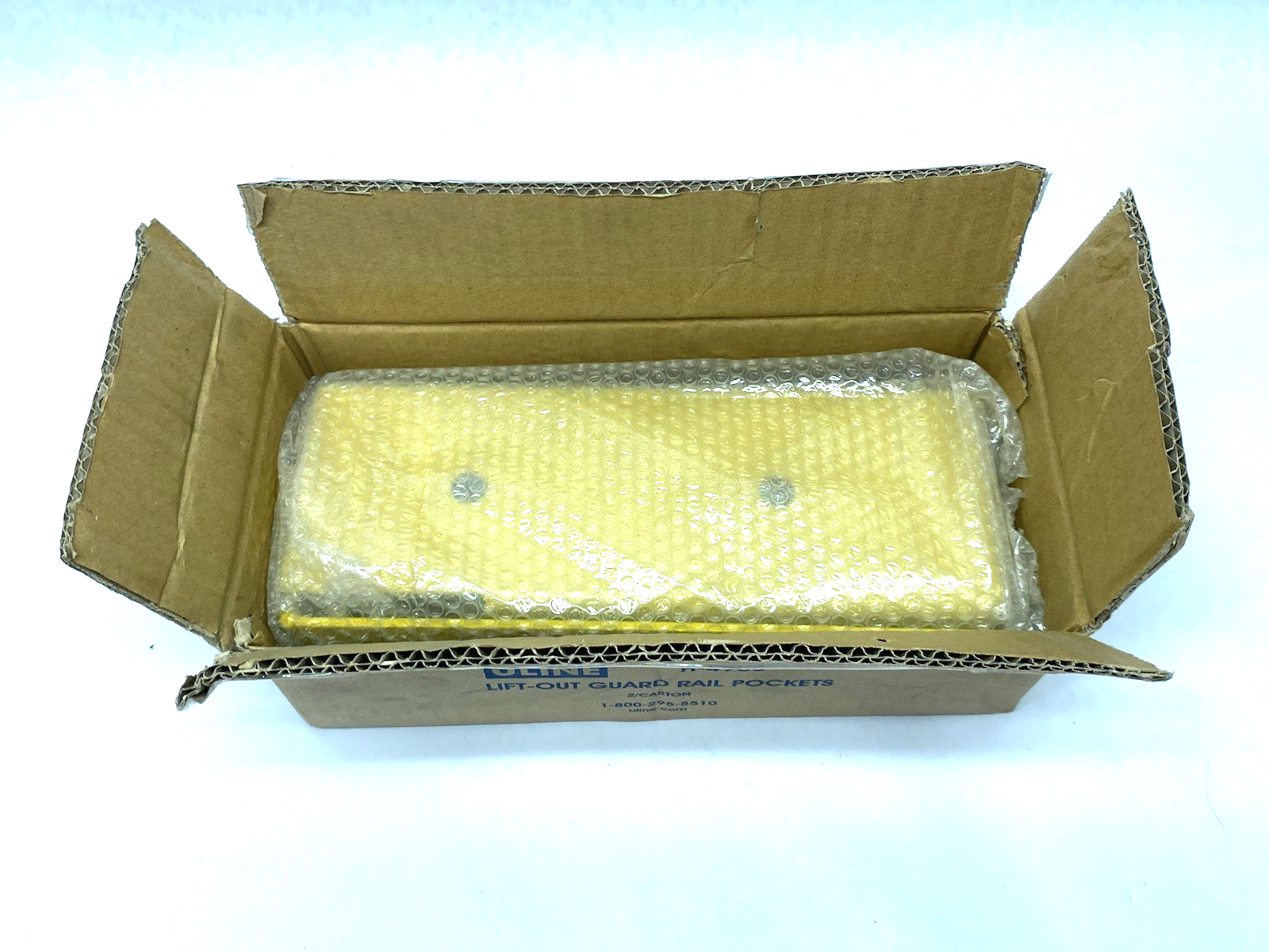 Uline H-4903 Lift-Out Rail Pockets for Guard Rails, Yellow, Steel, PACKAGE OF 2 - Maverick Industrial Sales