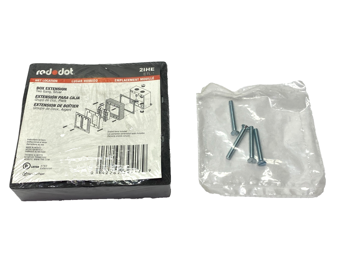 Red Dot 2IHE Two Gang Electrical Box Extension 4-5/8" L/W x 1" D Silver Aluminum - Maverick Industrial Sales