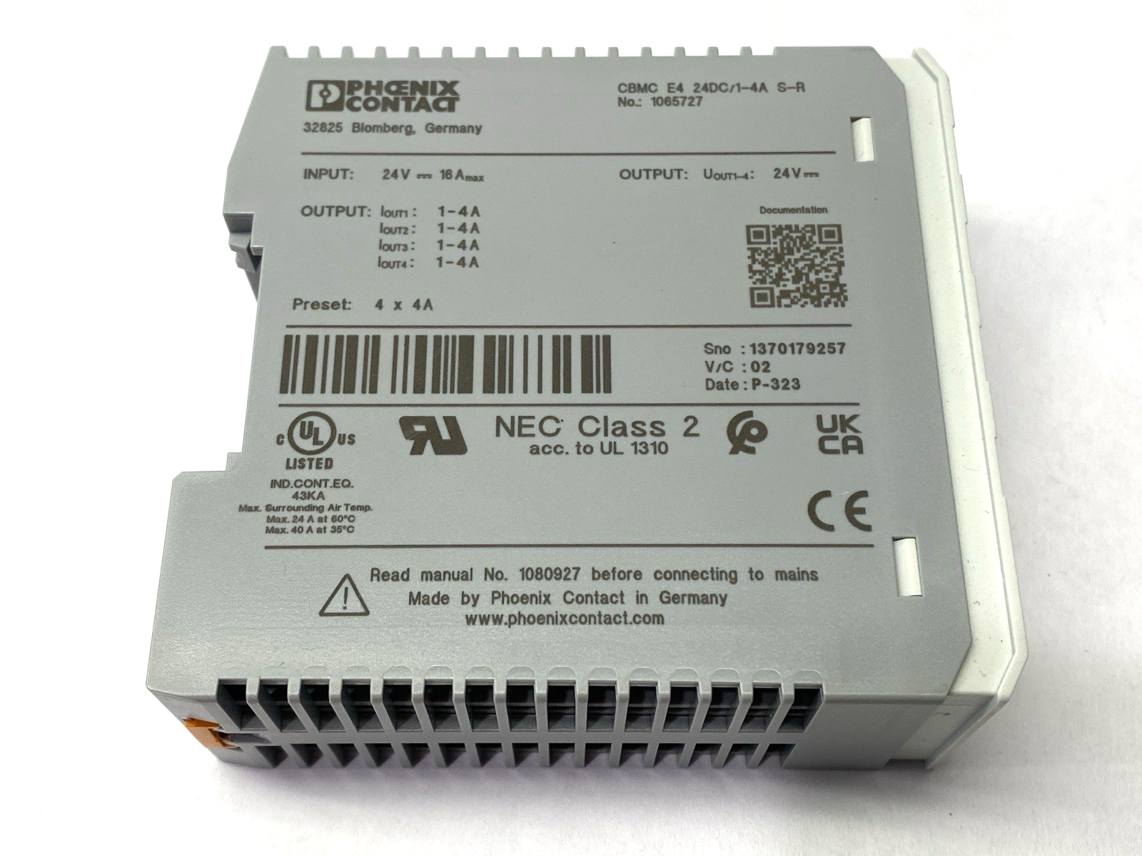 Phoenix Contact CBMC E4 24DC/1-4A S-R Electronic Circuit Breaker 24VDC 1065727 - Maverick Industrial Sales