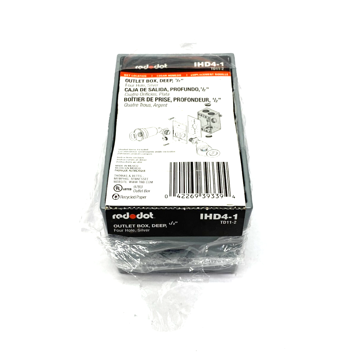 Red Dot IHD4-1 Deep Outlet Box Four Hole 1/2" - Maverick Industrial Sales