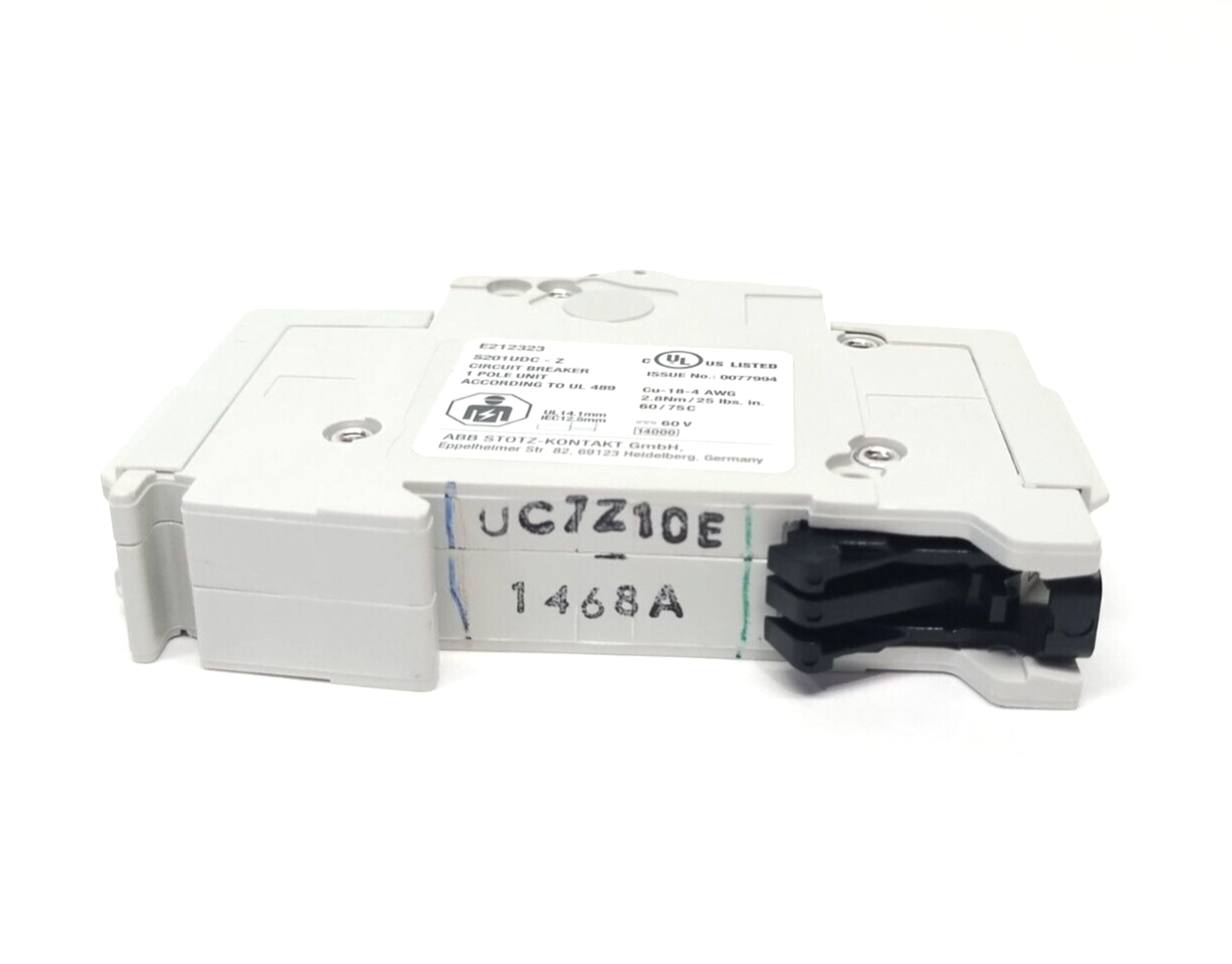 ABB S201UDC-Z10 A Circuit Breaker 1P 10A 60VDC 2CDS271517R0428 - Maverick Industrial Sales