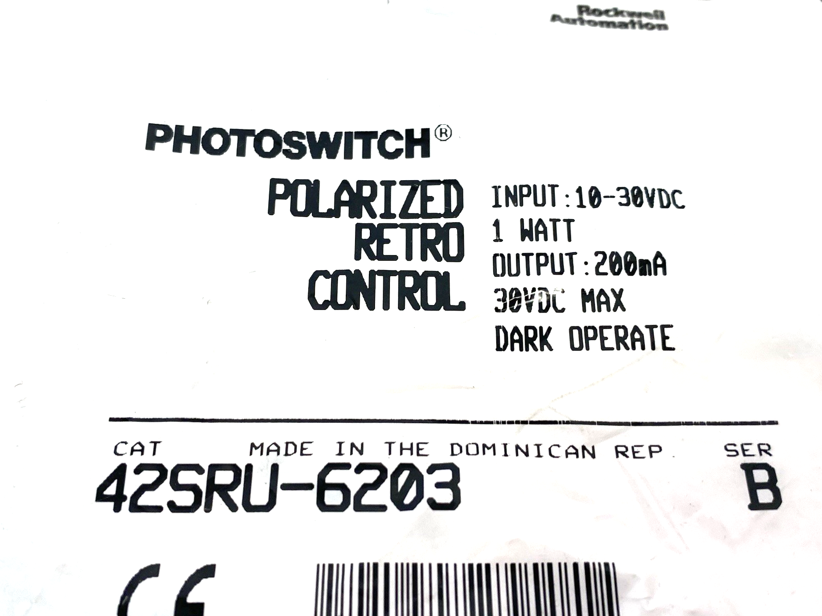 Allen Bradley 42SRU-6203 Ser. B PHOTOSWITCH Photoelectric Retro-Refl. Sensor - Maverick Industrial Sales